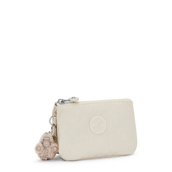 Creativity Small Metallic Pouch, Beige Pearl, large