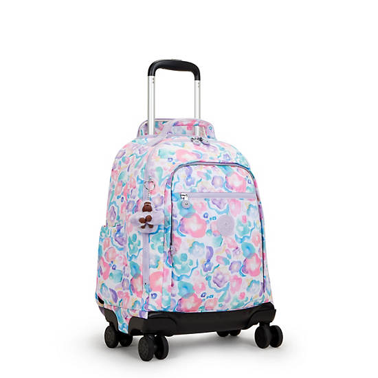 New Zea 15" Printed Laptop Rolling Backpack, Aqua Flowers, large New Zea 15" Printed Laptop Rolling Backpack, Aqua Flowers, large