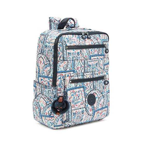 Caity Medium Printed Backpack, Polar Blue, large