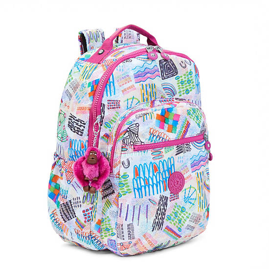 Seoul Large Printed Laptop Backpack, Popsicle Pouch, large