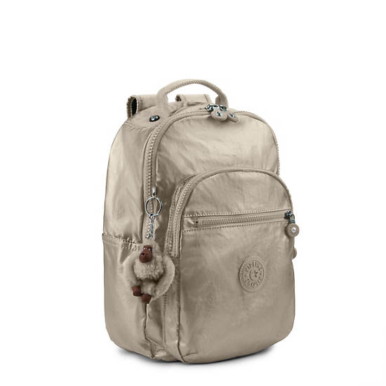 Seoul Small Metallic Backpack, Artisanal K Embossed, large