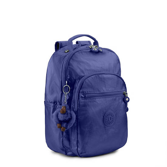 Seoul Small Metallic Backpack, Enchanted Purple Metallic, large