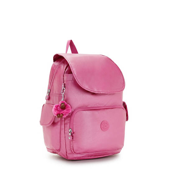 City Pack Metallic Backpack, Flash Pink Chain, large