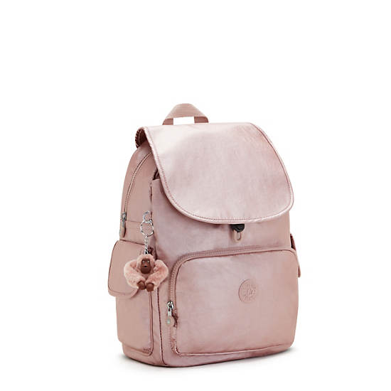 City Pack Metallic Backpack, Pale Rose Metallic, large