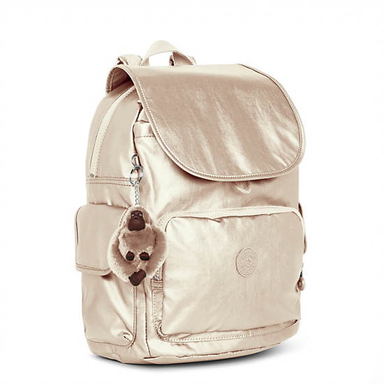 City Pack Metallic Backpack, Spicy Gold, large