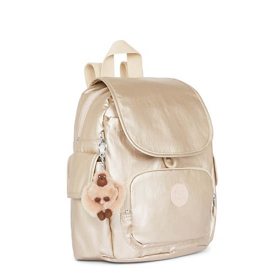 City Pack Extra Small Metallic Backpack, Spicy Gold, large