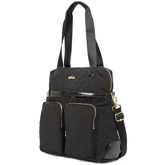 Camryn Laptop Handbag, Black Patent Combo, large