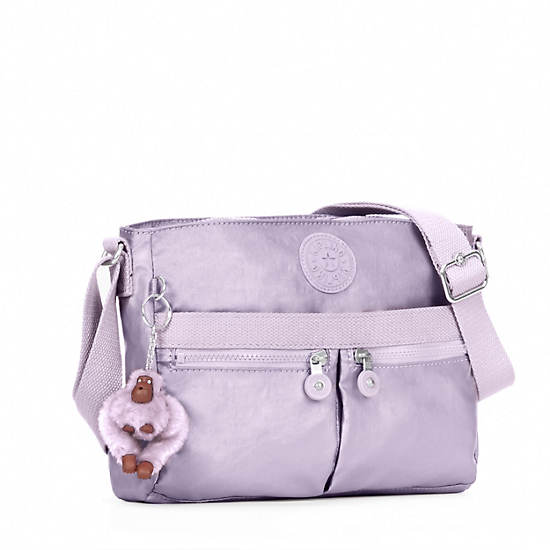 Angie Metallic Handbag, Frosted Lilac Metallic, large