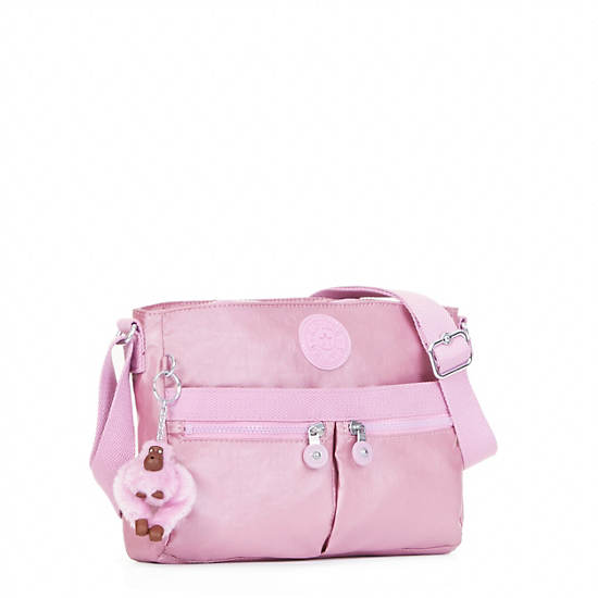 Angie Metallic Handbag, Metallic Pink Plum, large
