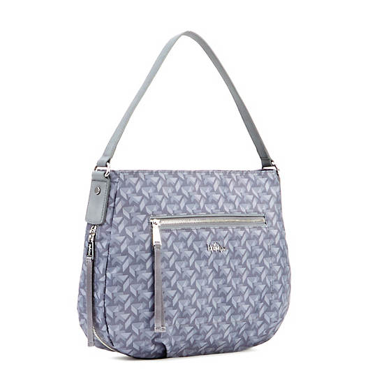 Sadie Printed Hobo Handbag, Grey Gris, large Sadie Printed Hobo Handbag, Grey Gris, large