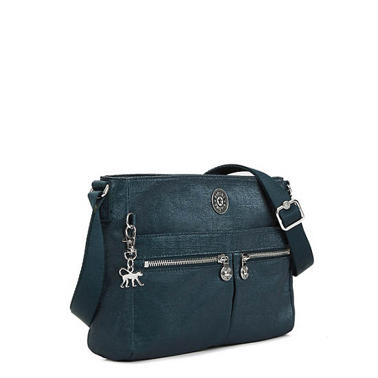 Angie Metallic Handbag, Deep Sky Blue C, large