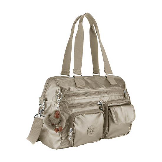 Mara Metallic Handbag, Artisanal K Embossed, large