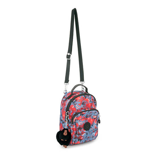 Alber 3-in-1 Printed Convertible Mini Bag Backpack, Aqua Blossom, large