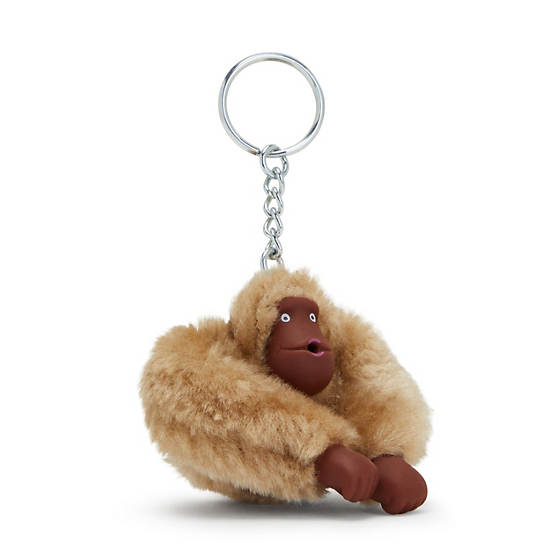 Sven Small Monkey Keychain, Caramel Beige, large