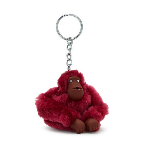 Sven Small Monkey Keychain, Beet Red, large