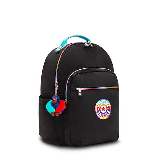 Seoul Large Printed 15" Laptop Backpack, Truly Black Rainbow, large