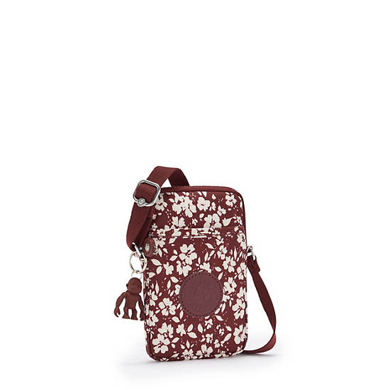 Tally Printed Crossbody Phone Bag, Carmine Flower, large