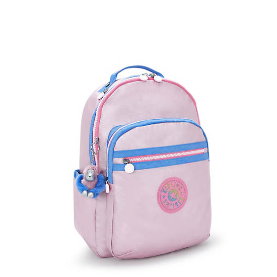 Seoul Large Metallic 15" Laptop Backpack, WavePop Met Lilac, large