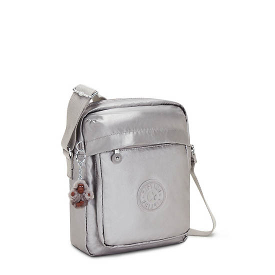 Salpino Metallic Crossbody Bag, Smooth Silver Metallic, large