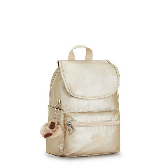 Ezra Small Metallic Backpack, Starry Gold Metallic, large