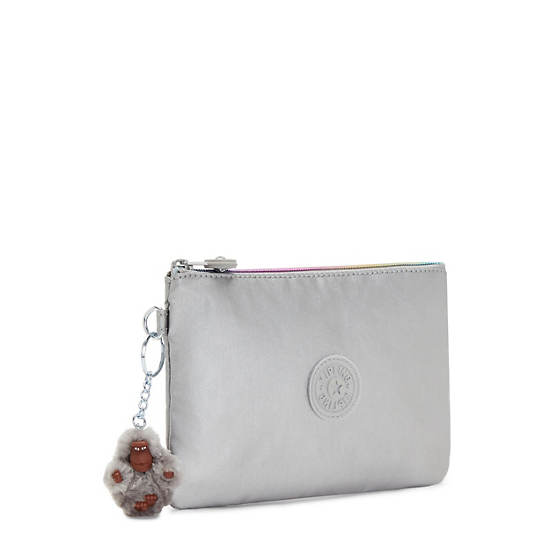 Viv Metallic Pouch, Smooth Silver Metallic, large