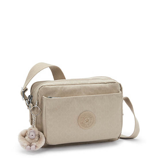 Abanu Medium Printed Crossbody Bag, Sign Beige Emb, large