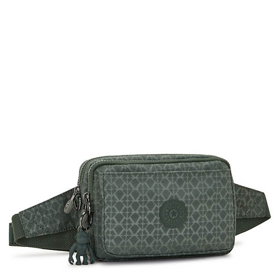 Abanu Multi Printed Convertible Crossbody Bag, Signature Green Embossed, large