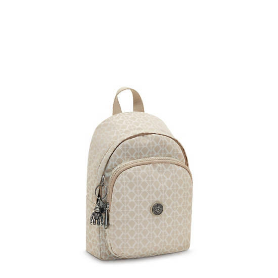 Delia Compact Printed Convertible Backpack, Signature Beige, large