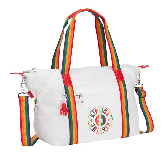 Art Handbag, Rainbow White, large