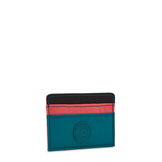 Cardy Card Holder, Coral Teal Block, large