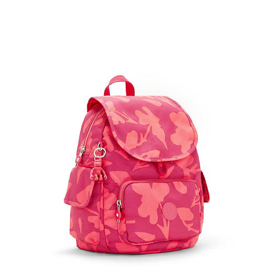 City Pack Small Printed Backpack, Coral Flower, large