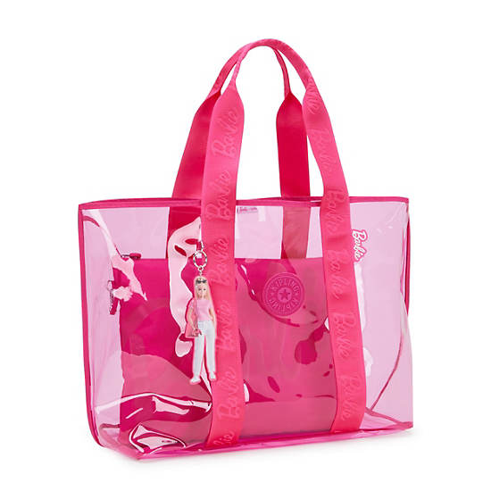 Jacey Extra Large Clear Barbie Tote Bag, Power Pink Translucent, large