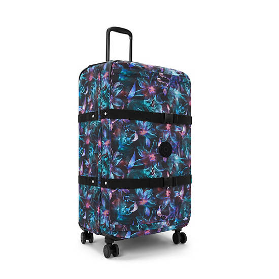 Spontaneous Large Printed Rolling Luggage, Spectral Orchid, large