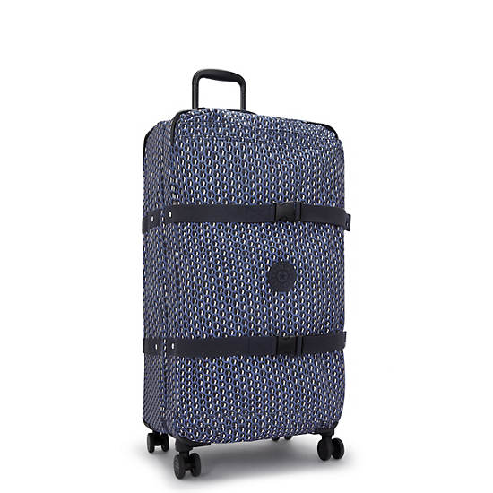 Spontaneous Large Printed Rolling Luggage, 3D K Blue, large