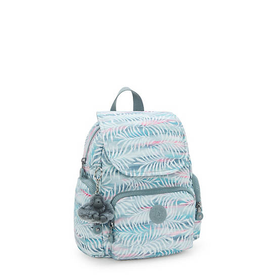 City Zip Mini Printed Backpack, Palm Tree Leaves, large