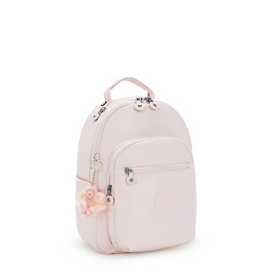 Seoul Small Metallic Tablet Backpack, Pink Shine, large