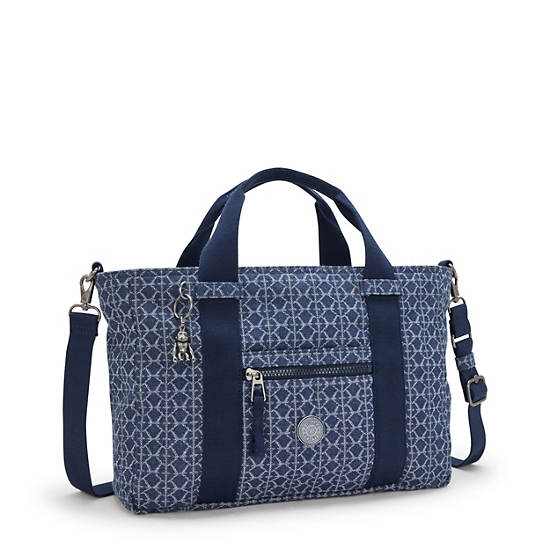 Ritta Small Printed Denim Handbag, Signature Denim, large