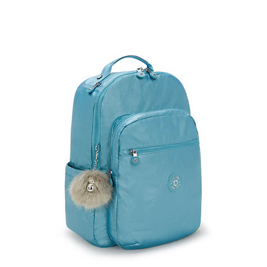 Seoul Large Metallic 15" Laptop Backpack, Aqua Tides Metallic, large