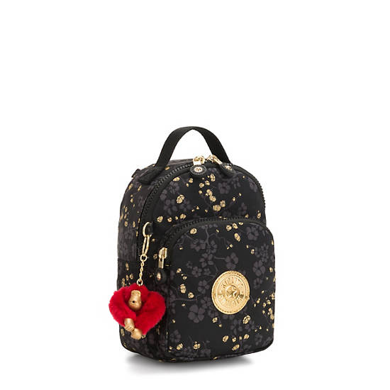 Alber 3-In-1 Printed Convertible Mini Bag Backpack - Grey Gold Floral ...