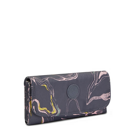 Money Land Printed Snap Wallet, Soft Marble, large