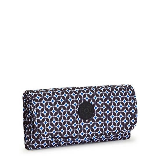 Money Land Printed Snap Wallet, Blackish Tile, large Money Land Printed Snap Wallet, Blackish Tile, large