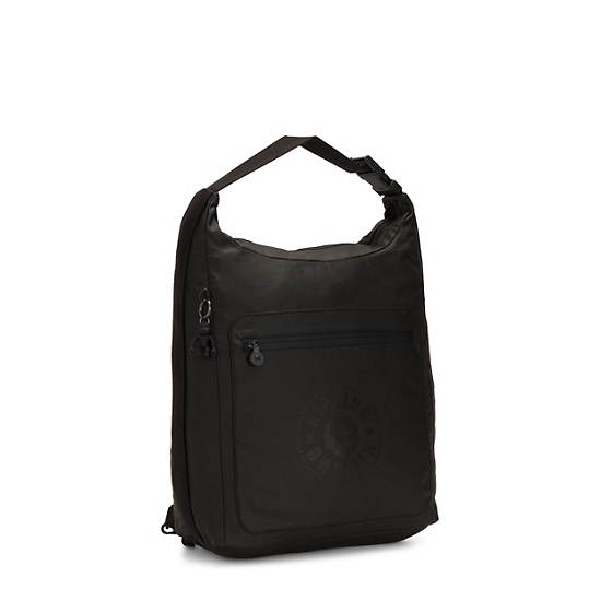 Morie Convertible Tote Backpack, Black Grey Mix, large