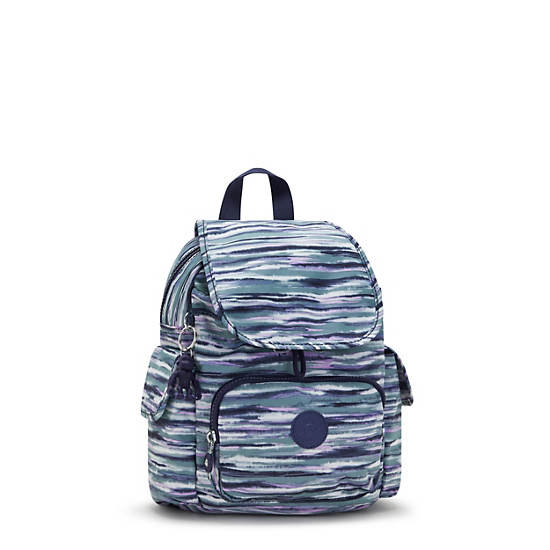 City Pack Mini Printed Backpack, Brush Stripes, large