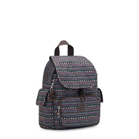 City Pack Mini Printed Backpack, Stripy Dots, large