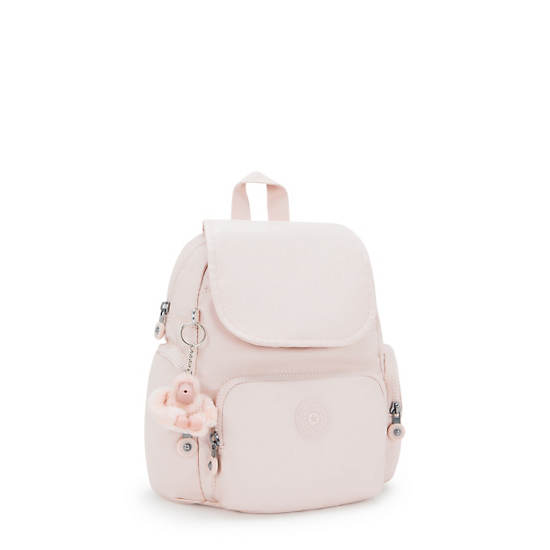 City Zip Mini Metallic Backpack, Pink Shine, large