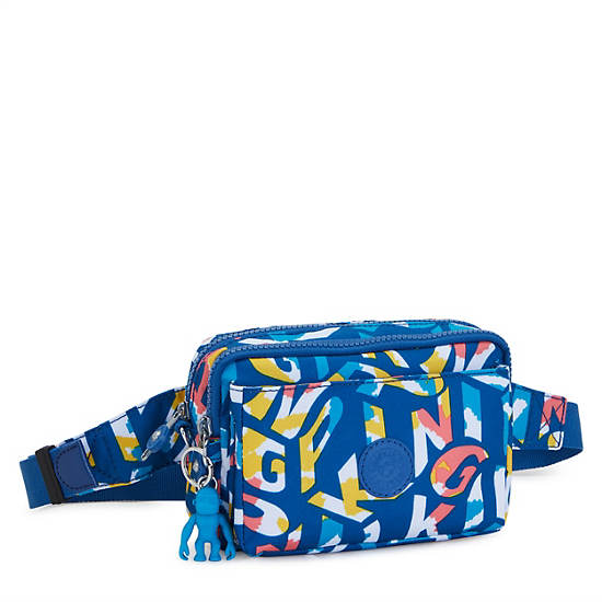 Abanu Multi Printed Convertible Crossbody Bag, Kipling Neon, large