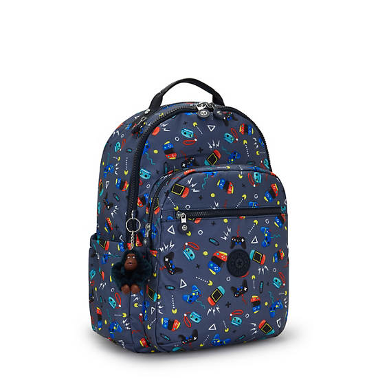 Seoul Large Printed 15" Laptop Backpack, Gaming Grey, large Seoul Large Printed 15" Laptop Backpack, Gaming Grey, large
