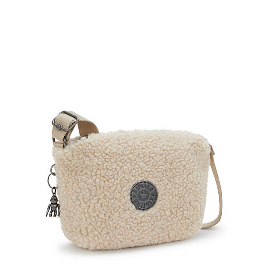 Ayna Sherpa Crossbody Bag, Natural Fuzz, large