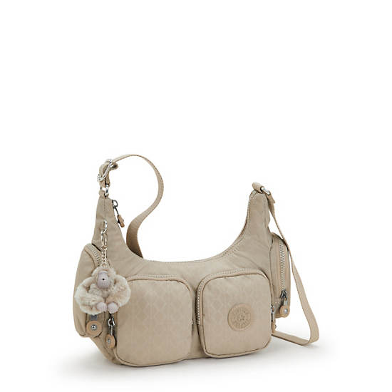 Rikka Small Printed Crossbody Bag, Sign Beige Emb, large