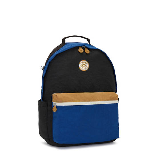 Damien Large Laptop Backpack, Black Blue Beige, large Damien Large Laptop Backpack, Black Blue Beige, large